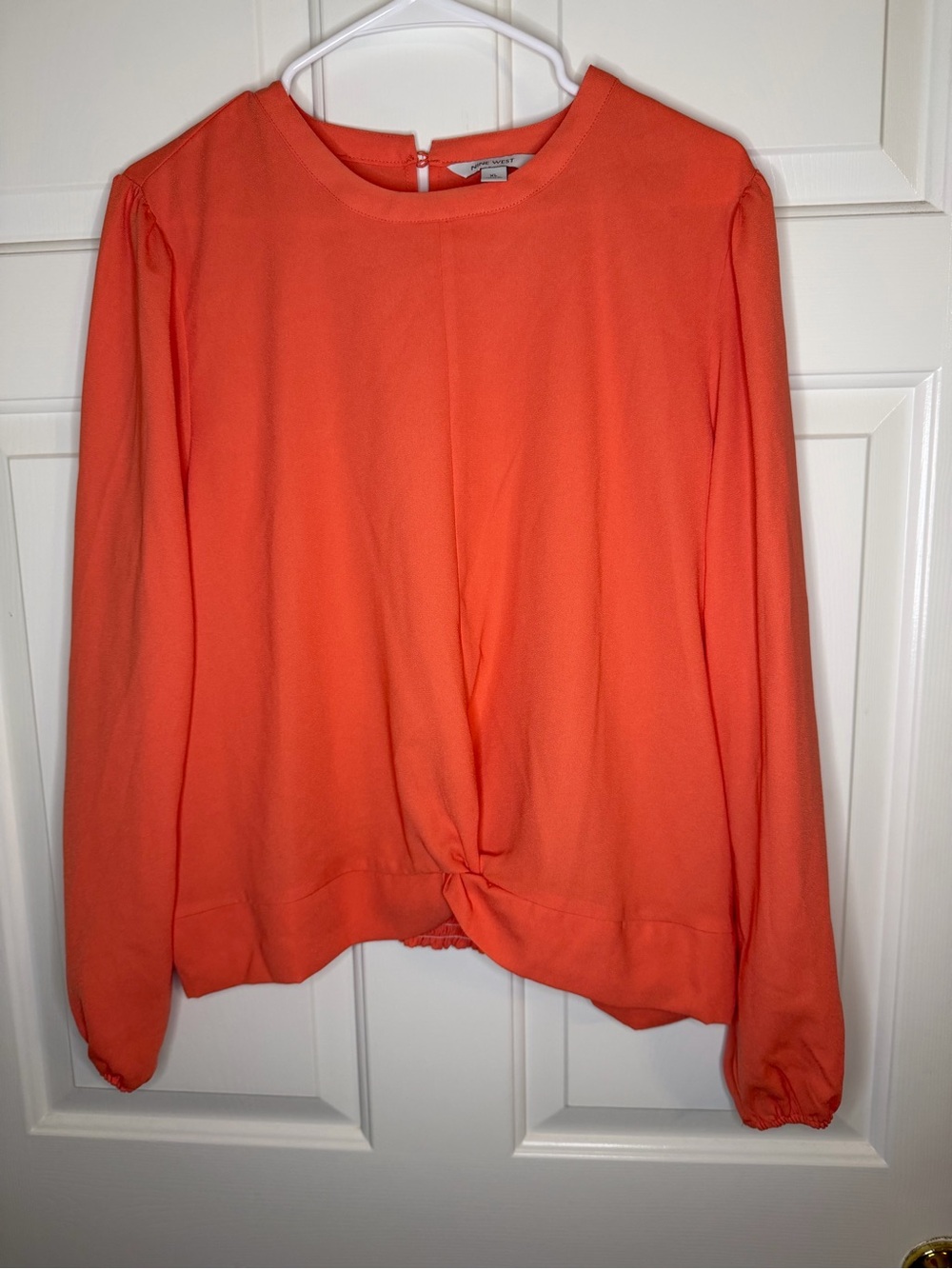 Nine West Coral Twist-Front Long Sleeve Top NWT Size XL